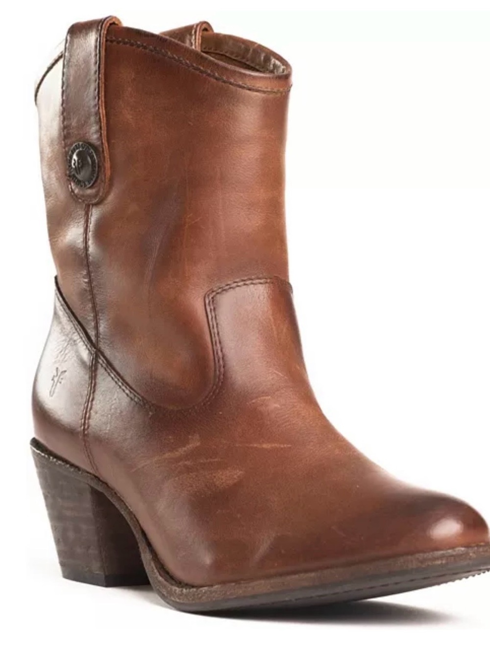 Frye Jackie Button Short Leather Bootie, Cognac Brown, Women’s Size 8 - Picture 2 of 10